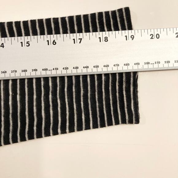 Nwot VINCE Top Women L Linen 100% Black White Stripe Slit-Side Long-Sleeve - Picture 10 of 10